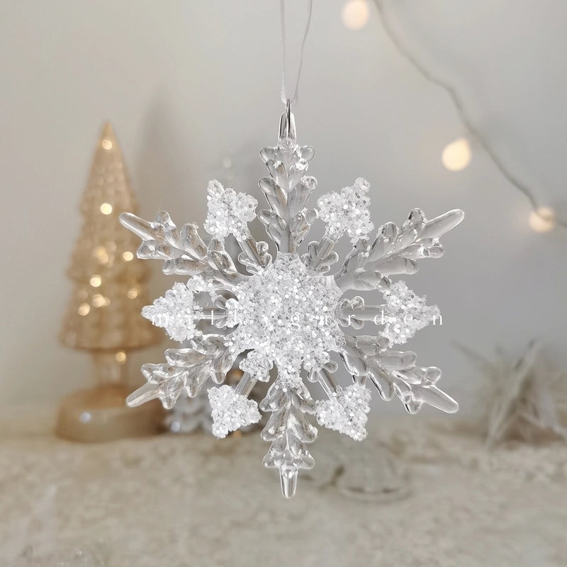 Milky Garden Glitter Christmas Tree Pendant Snowflake Star Angel Garland Hanging Ornament|Christmas Decorations