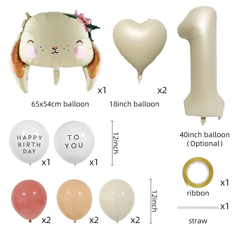 2 Pieces Birthday Rabbit Number Balloons Aluminum Foil Cute Party Decorations|Party Supplies Balloons