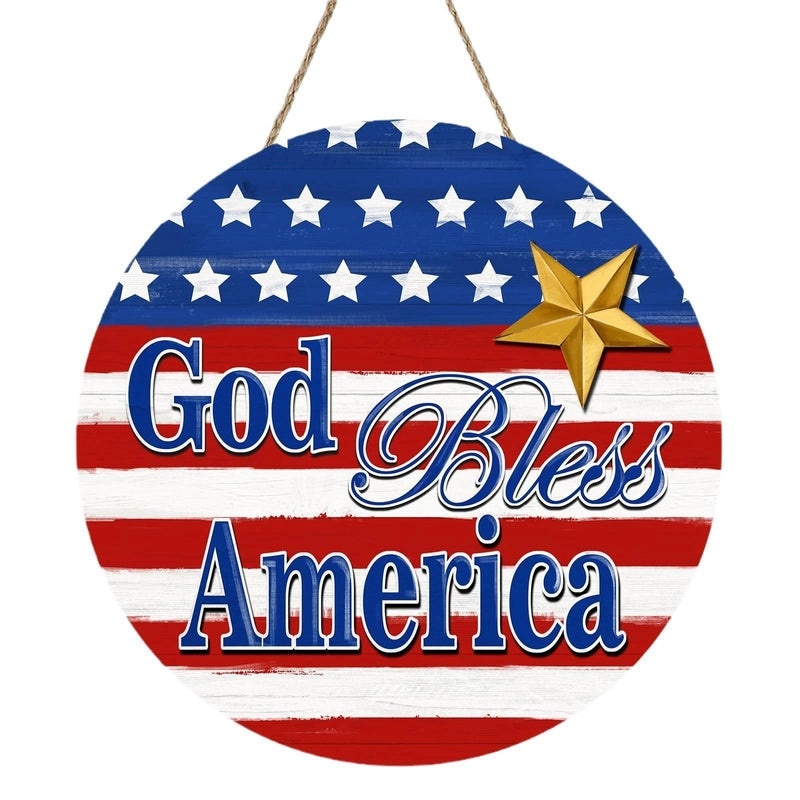 Japanese US Independence Day Wooden Five-pointed Star Bald Eagle Door Pendant | Home Decor