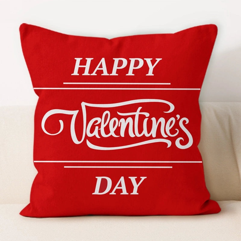 Valentine's Day Minimalist Letter Plush Throw Pillow Cover for Couch and Sofa Decor | Home Decor & Pillows