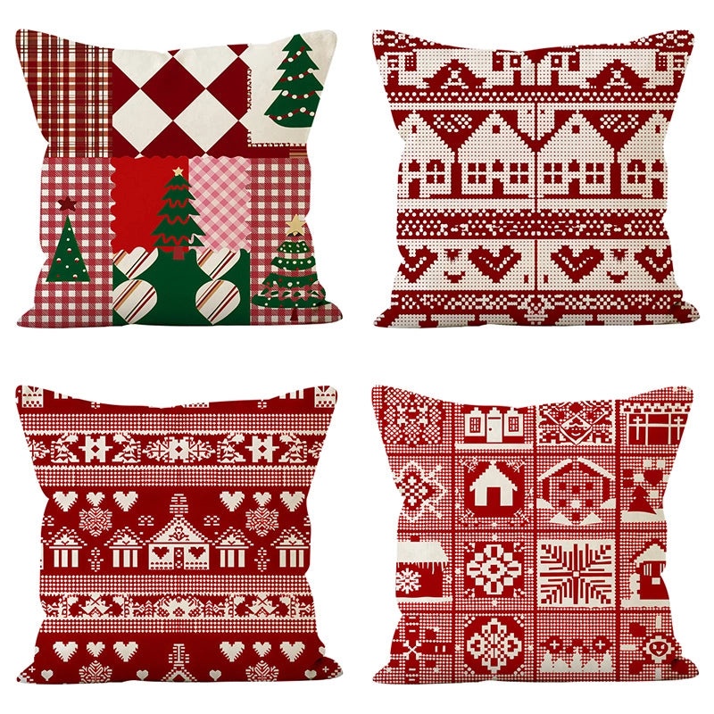 Nordic Christmas Tree Heart Linen Pillow Cover Cozy Sofa Cushion Case|Home Decor & Pillows