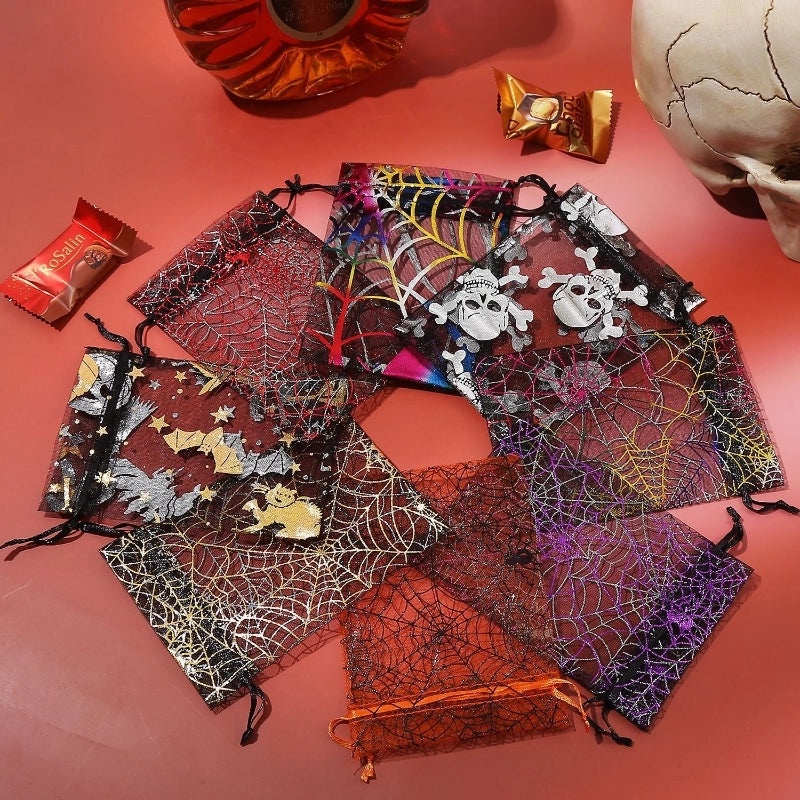 Halloween Spider Web Bat Skull Gift Bags Gauze Party Supplies Christmas Festival Wrapping|Party Supplies