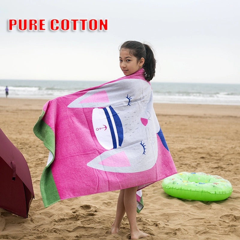 Cartoon Printed Thickened Pure Cotton Large Bath Towel for Adults and Kids | Bath Towels & Beach Towels