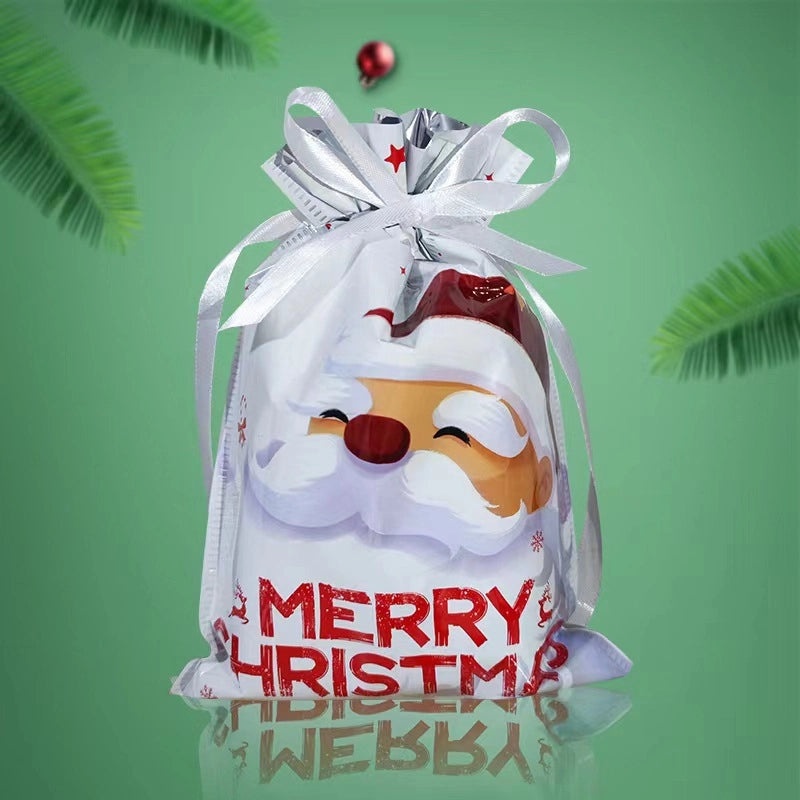 Santa Claus Drawstring Gift Bag for Christmas and Halloween Candy Packaging|Holiday Party Supplies