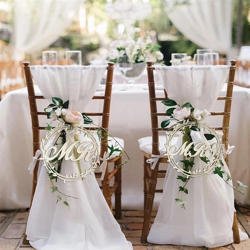 Wooden Wedding Chair Back Signs Mr & Mrs Letter Pendant Creative Seat Decorations|Wedding Decorations