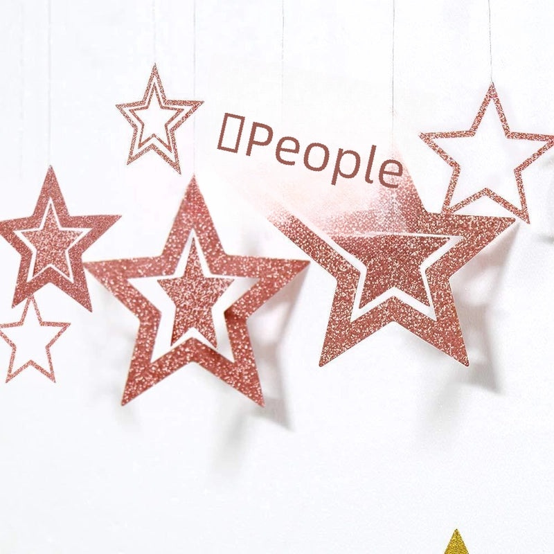 Hollow Star Pendant Set 7pcs Christmas Ornaments New Year Wedding Five-pointed Star Hanging Decorations|Home Decor & Party Supplies