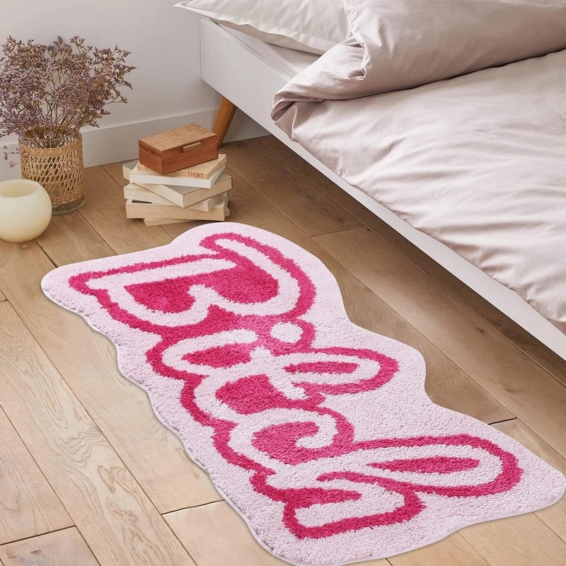 Cozy Casual Letter Pattern Faux Cashmere Bath Mat|Home Decor Bath Accessories