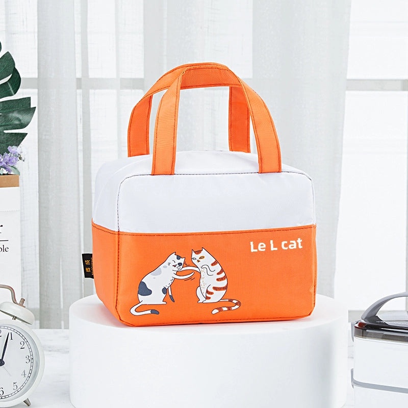 Cartoon Cat Portable Insulated Lunch Bag Outdoor Cooler Bag with Rice Insulation|Lunch Bags & Coolers
