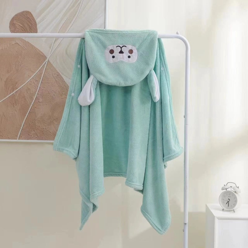 Kids Hooded Coral Fleece Bathrobe Soft Wearable Bath Towel Cartoon Swim Cloak New Arrival|Baby Bathrobes & Towels