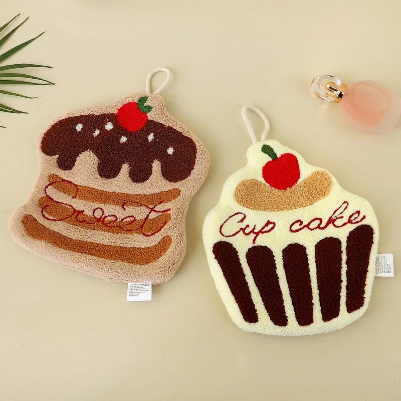 Cute Cake Pattern Coral Fleece Soft Towels|Home & Living>Bath>Bath Towels