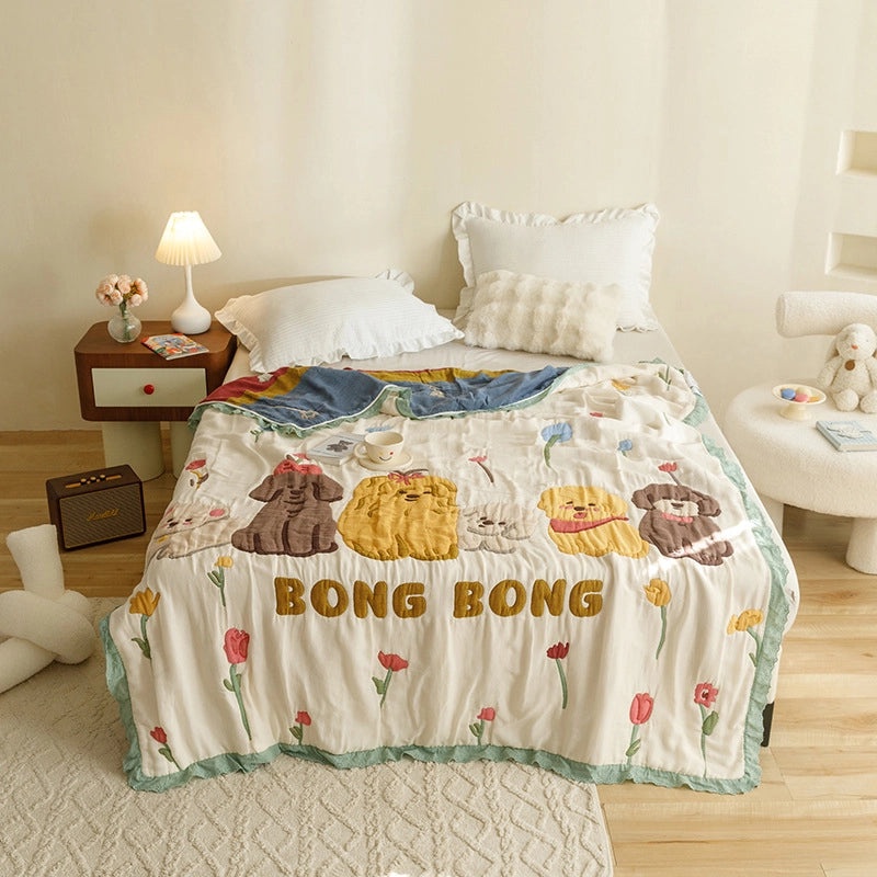 Adorable Cartoon Animal Cotton Summer Blanket for Kids|Home & Bedding