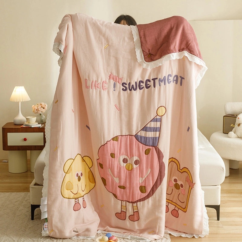 Adorable Cartoon Animal Cotton Summer Blanket for Kids|Home & Bedding