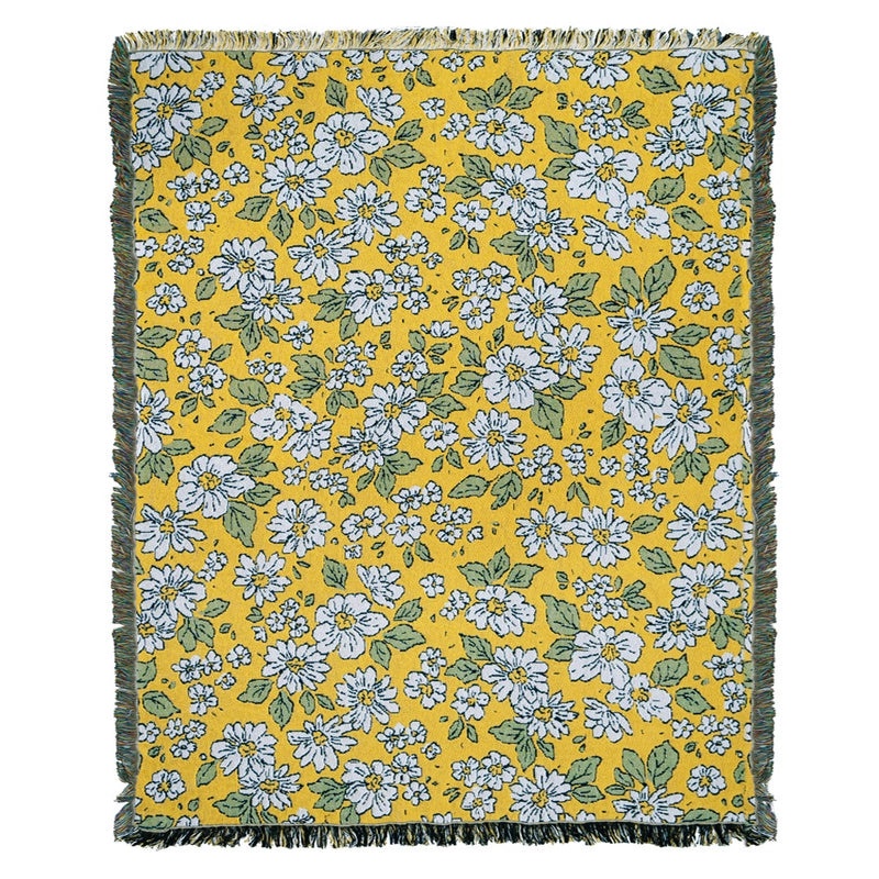 Elegant Floral Cotton Blend Blanket for Sofa and Couch Decor | Home Textiles & Blankets