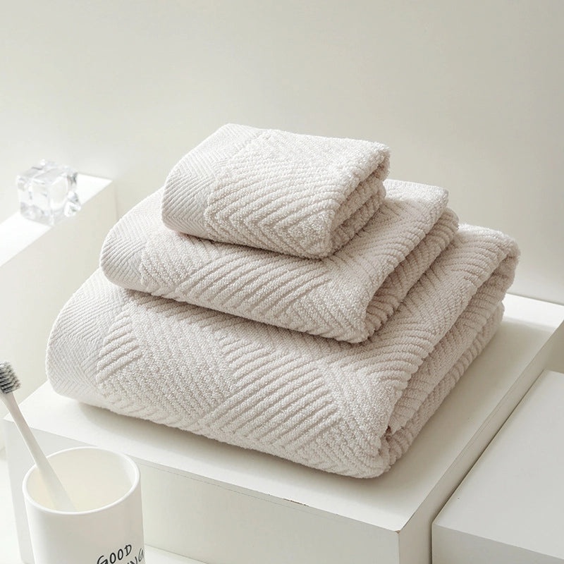 Thickened Cotton Face Towel Set for Adults Soft and Absorbent Household Bath Towels with Embroidered Logo|Home Textiles & Towels