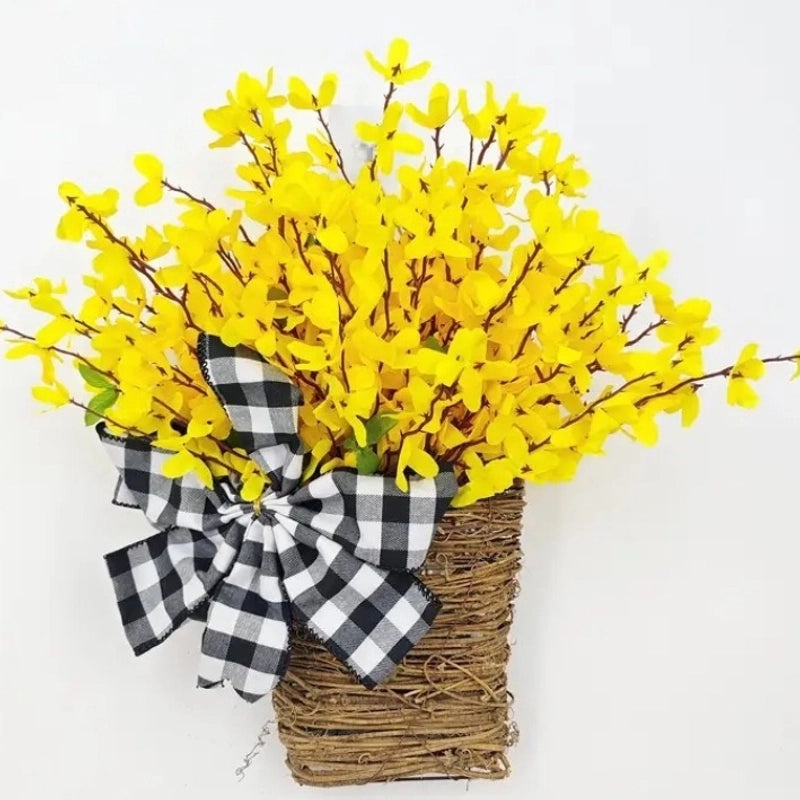 Hydrangea Flower Basket Garland Rattan Door Hanging Artificial Floral Decoration|Home & Garden Decorations