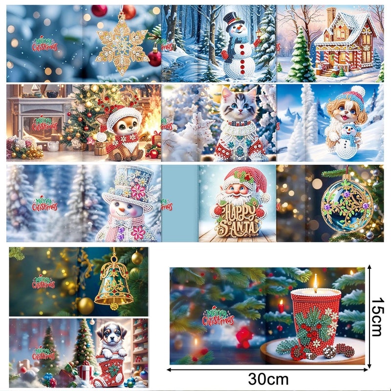 Christmas Diamond Painting DIY Greeting Card with Stickers and Hand Drill | Craft Supplies