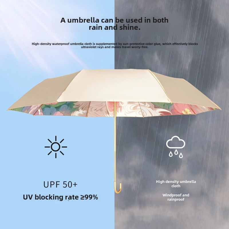 Advanced Folding Curved Handle UV Protection Sun and Rain Umbrella | Outdoor Accessories