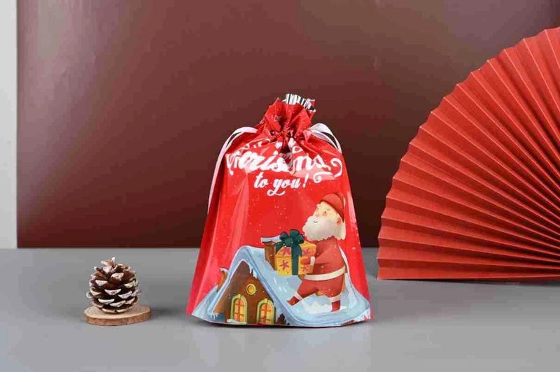 Santa Claus Drawstring Gift Bag for Christmas and Halloween Candy Packaging|Holiday Party Supplies