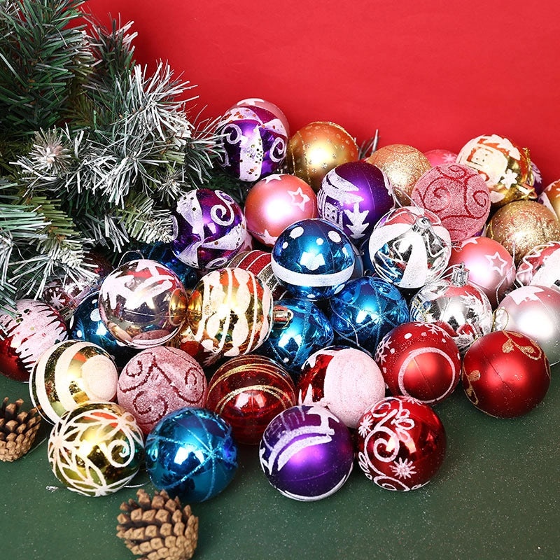 Creative 24-Piece 6cm Painted Transparent Christmas Ball Ornaments for Window Decoration|Christmas Decorations