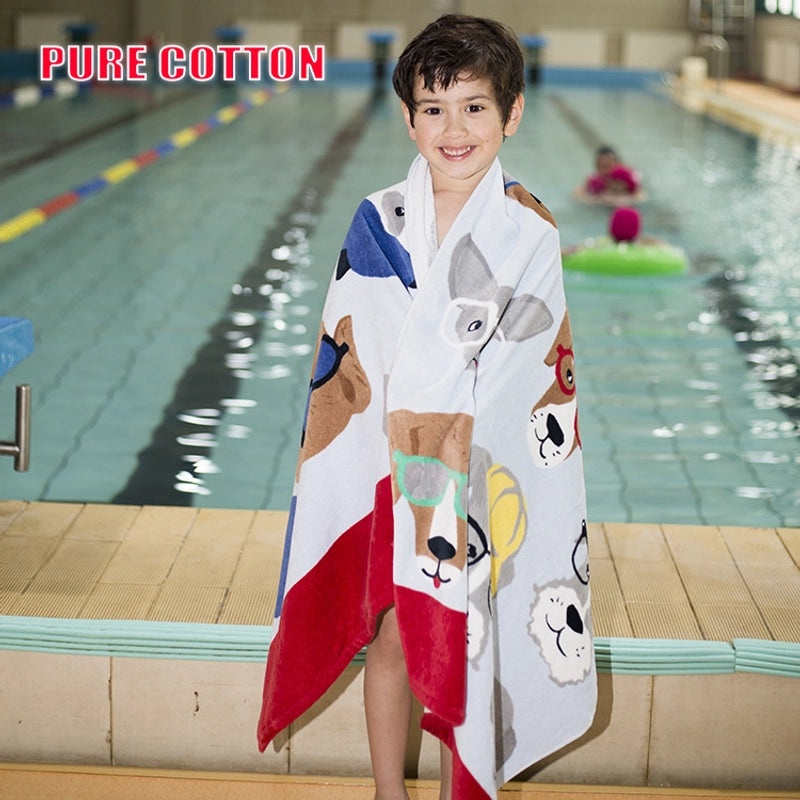 Cartoon Printed Thickened Pure Cotton Large Bath Towel for Adults and Kids | Bath Towels & Beach Towels