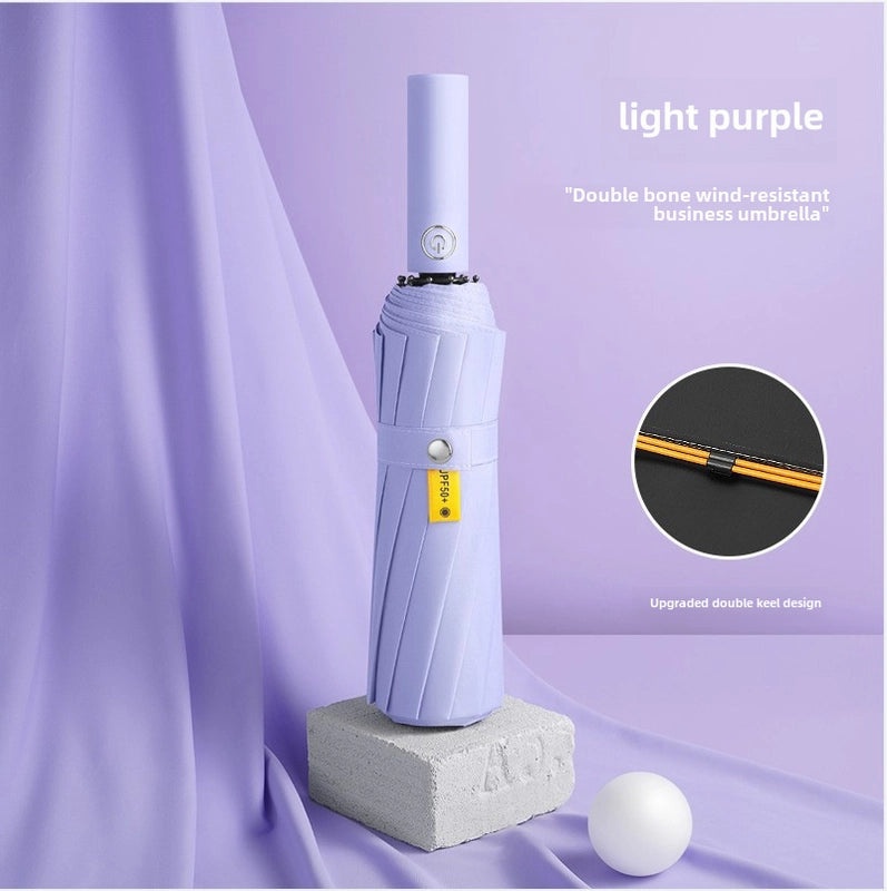 24-bone Large Automatic Three-Fold Umbrella with Black Coating UV Sun Protection Custom Folding Advertising Umbrella|Outdoor Accessories