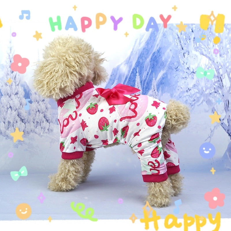 Valentine's Day Cherry Strawberry Pet Outfit Casual Polyester Apparel|Pet Clothing & Accessories