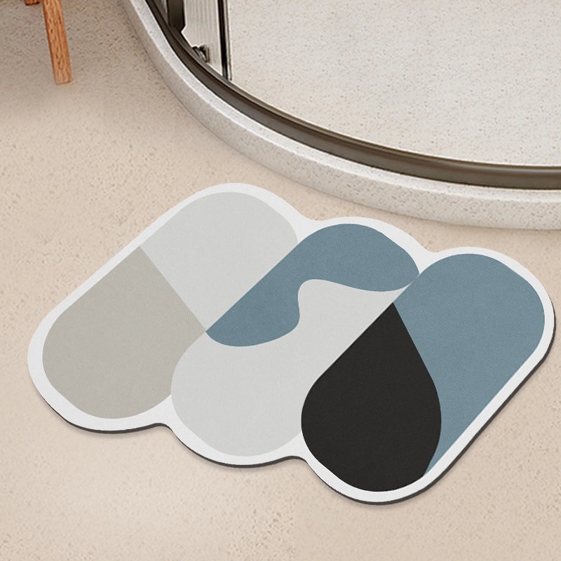 Geometric Diatom Mud Absorbent Bath Mat Non-Slip Soft Bathroom Rug|Bath Accessories