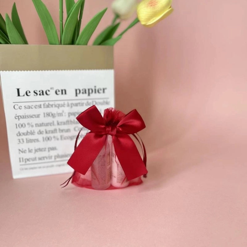 Translucent Organza Gift Bag with Sweet Bow Design|Jewelry Storage & Packaging Accessories