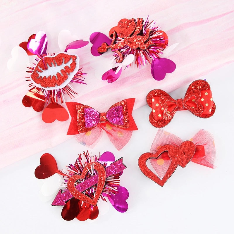 Sweet Heart Bow Knot Felt Hairpin for Valentine's Day Party Date | Hair Accessories