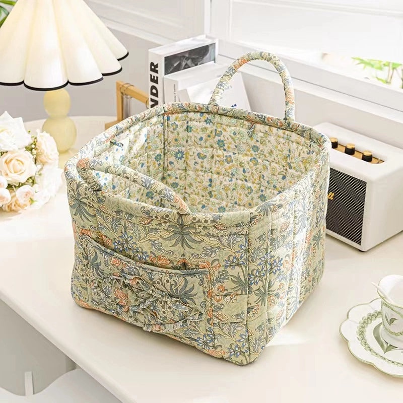 Floral Cotton Storage Basket for Home Organization|Home Storage & Organization