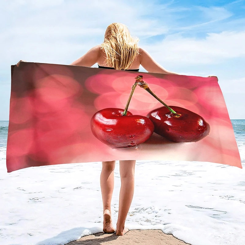 Adorable Cherry Patterned Superfine Fiber Towel | Home & Kitchen Towels