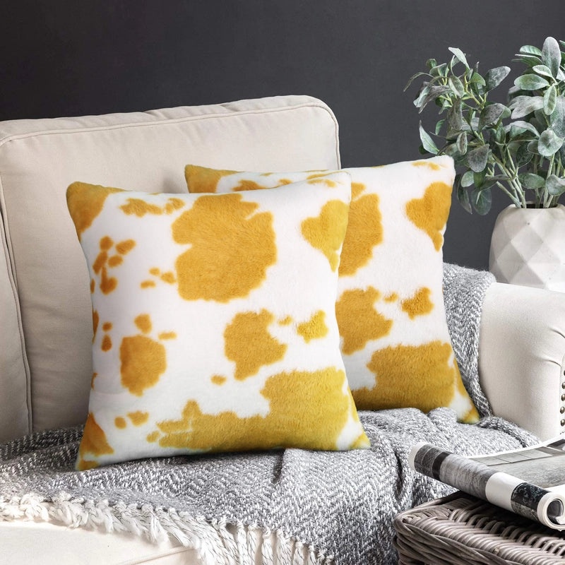 Cow Print Plush Pillowcase Soft Velvet Sofa and Car Cushion Cover|Home Decor & Cushions