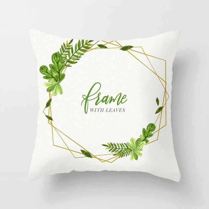 Modern Pastoral Letter and Plant Linen Pillow Covers for Couch and Sofa Decor | Home Decor & Pillows
