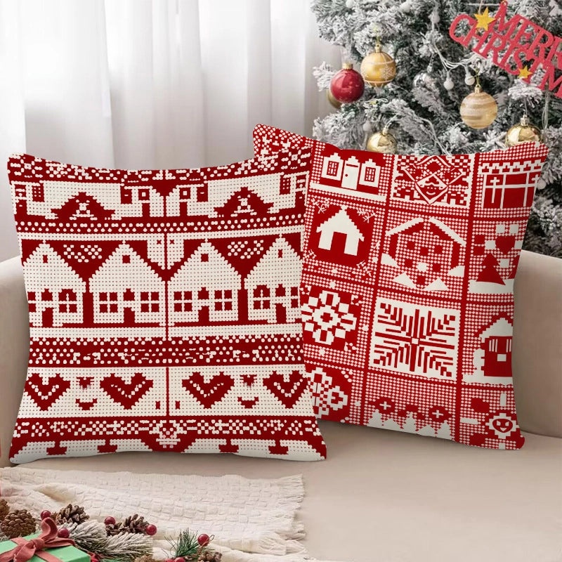 Nordic Christmas Tree Heart Linen Pillow Cover Cozy Sofa Cushion Case|Home Decor & Pillows