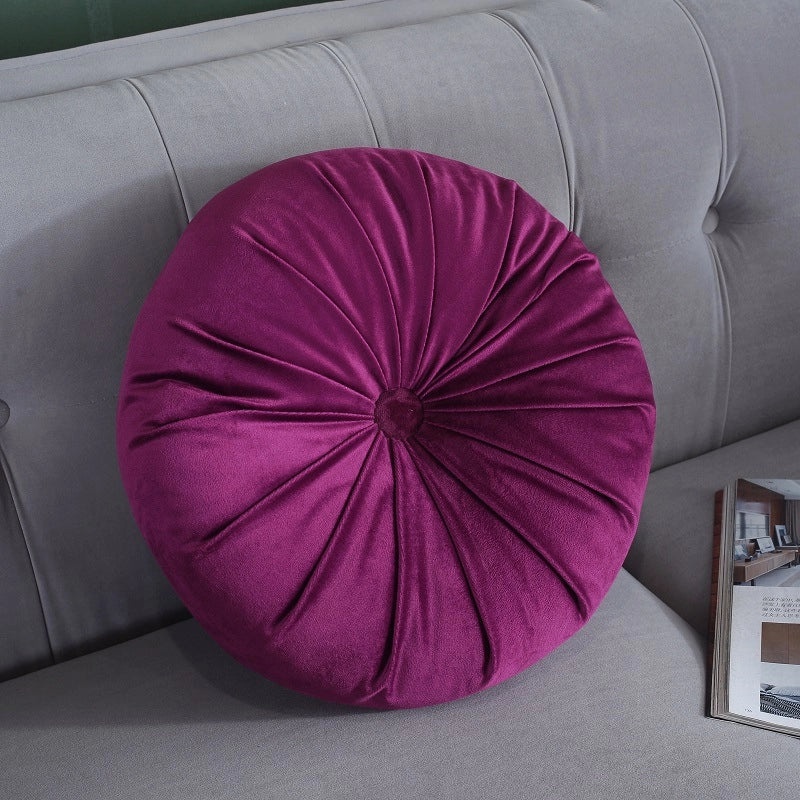 Round Pumpkin Plush Pillow Soft Solid Color Flannel Cushion for Living Room Sofa|Home Decor Cushions