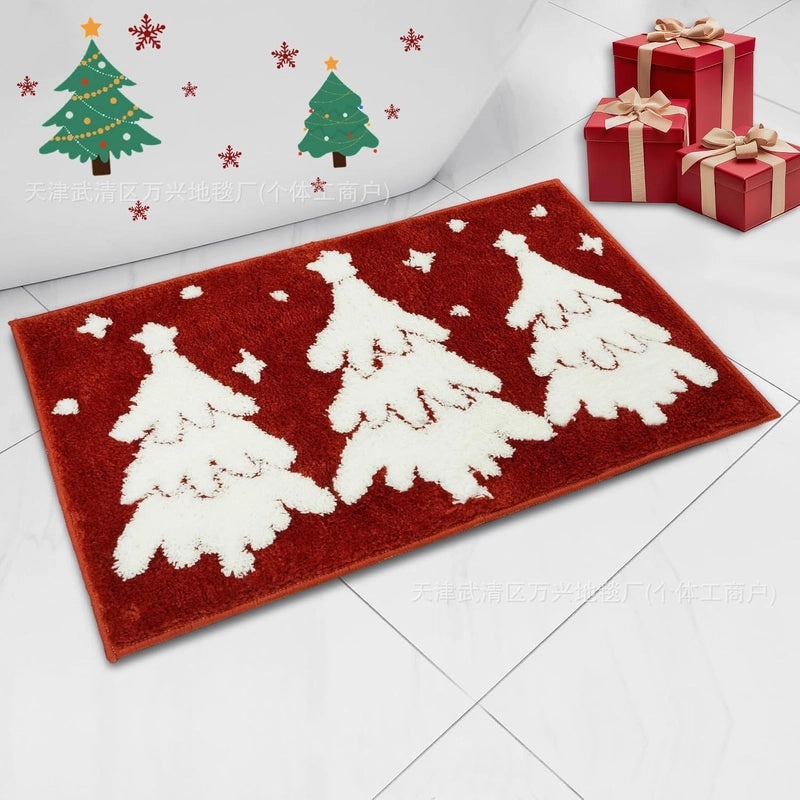 Festive Santa & Reindeer Cashmere-Feel Carpet Bedding for Christmas Vacation|Home Decor Bedding
