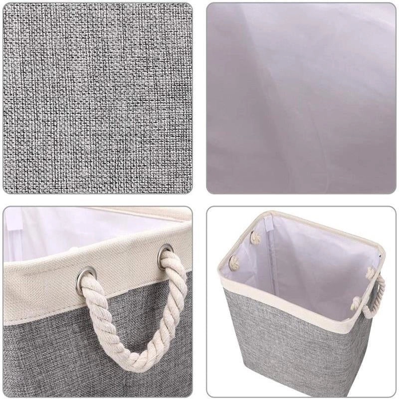 Vintage Solid Color Faux Cotton Linen Storage Basket|Home Storage & Organization
