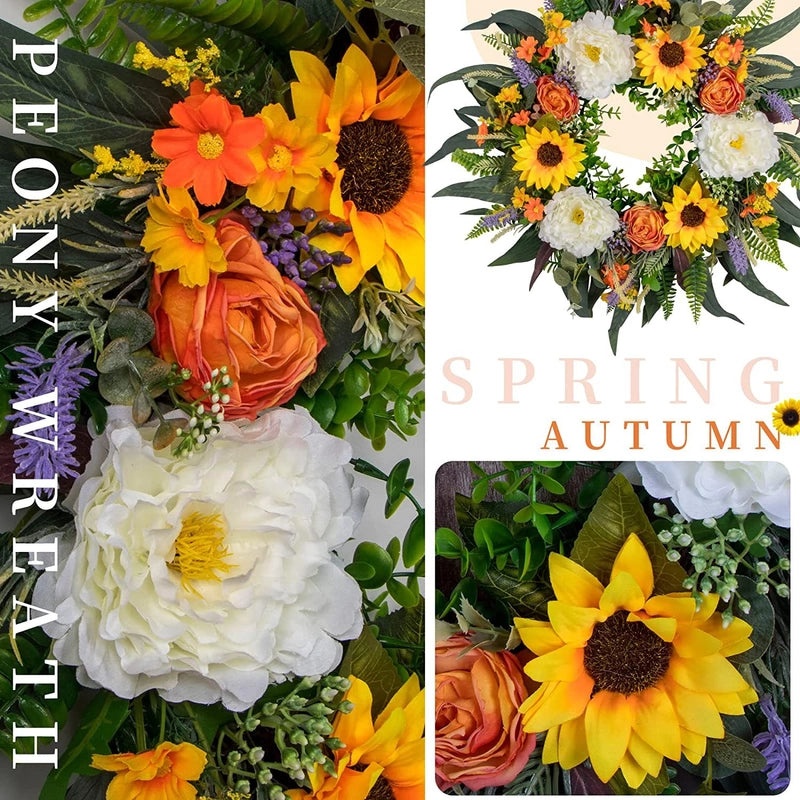 Summer Eucalyptus and Sunflower Wreath Front Door Garland Hanging Decor|Home Decor & Seasonal Wreaths