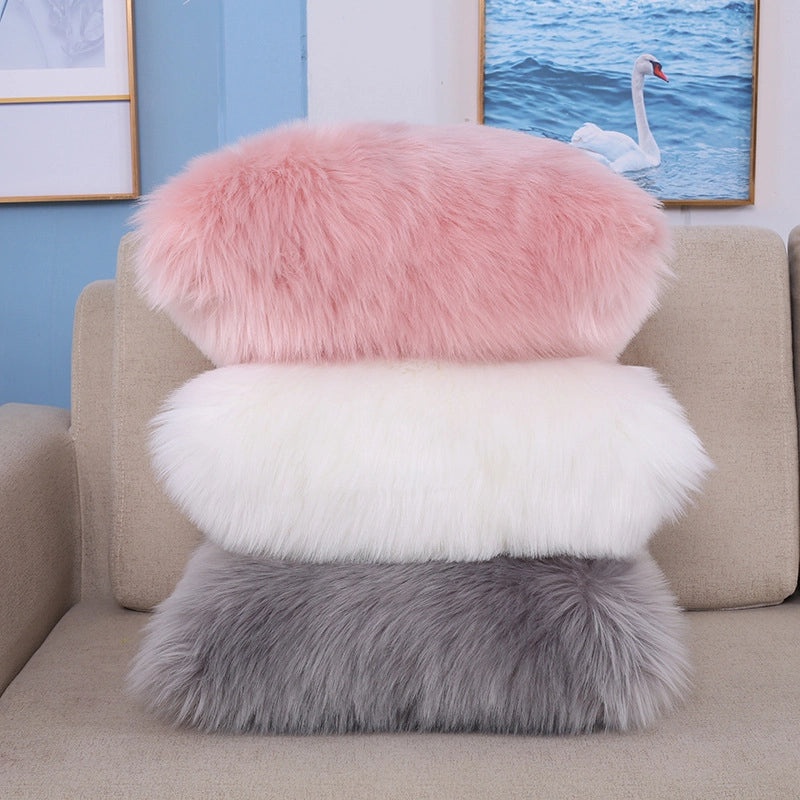 Nordic Plush Pillow Soft Solid Color Faux Wool Cushion Cover for Sofa Bedside Decorative Cushion|Home Decor Cushions