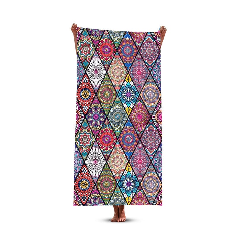 Geometric Pattern Polyester Beach Towel for Casual Vacation Use|Beach Accessories