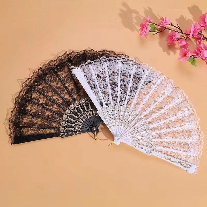 Classic Lolita Lace Folding Fan Dark Style Cheongsam Photo Prop Daily Home Use|Accessories & Fans