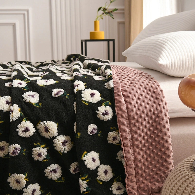 Cozy Pastoral Daisy & Fruit Pattern Cashmere Blend Blanket for Couch Sofa Decor|Home Decor & Throws