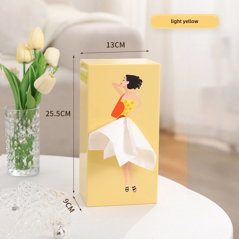 Cartoon Girl Tissue Box with Flying Tutu Skirt Design | Cute Desktop Decoration | Home & Living Accessories