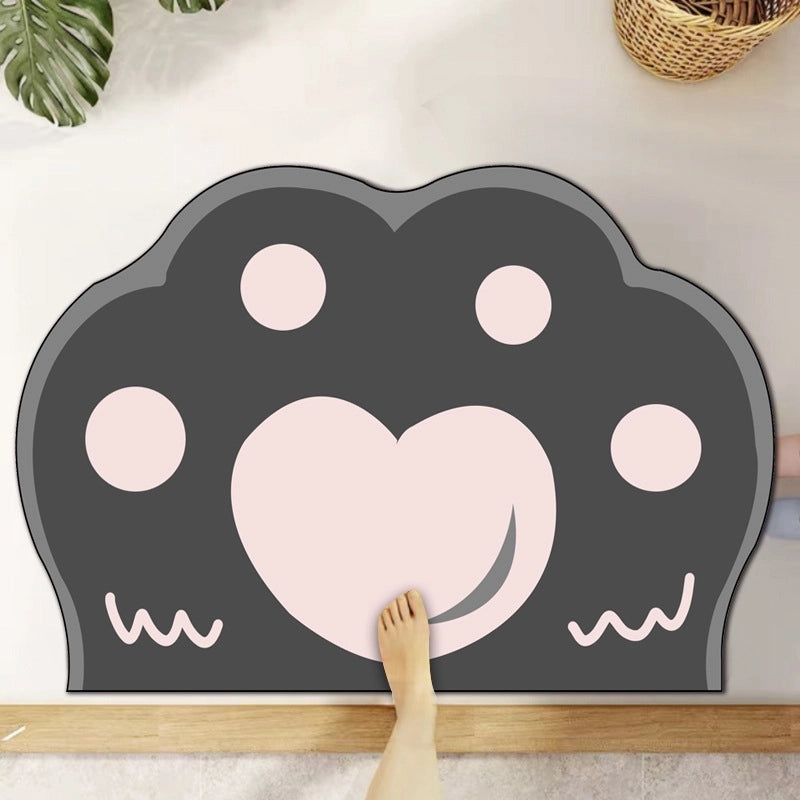 Absorbent Diatom Mud Bathroom Mat Non-slip Soft Floor Mat Toilet Door Rug Cute Cat Claw Design|Home & Living Bath Rugs