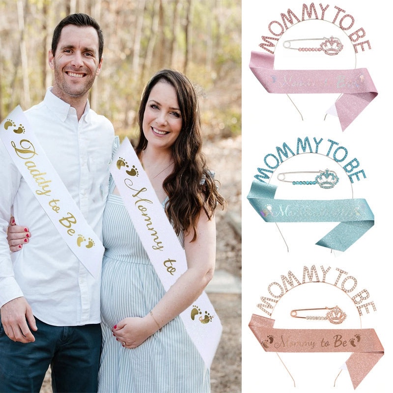 Mommy To Be Party Hair Band Ribbon Shoulder Strap Daddy To Be Etiquette Belt|Baby Shower Accessories