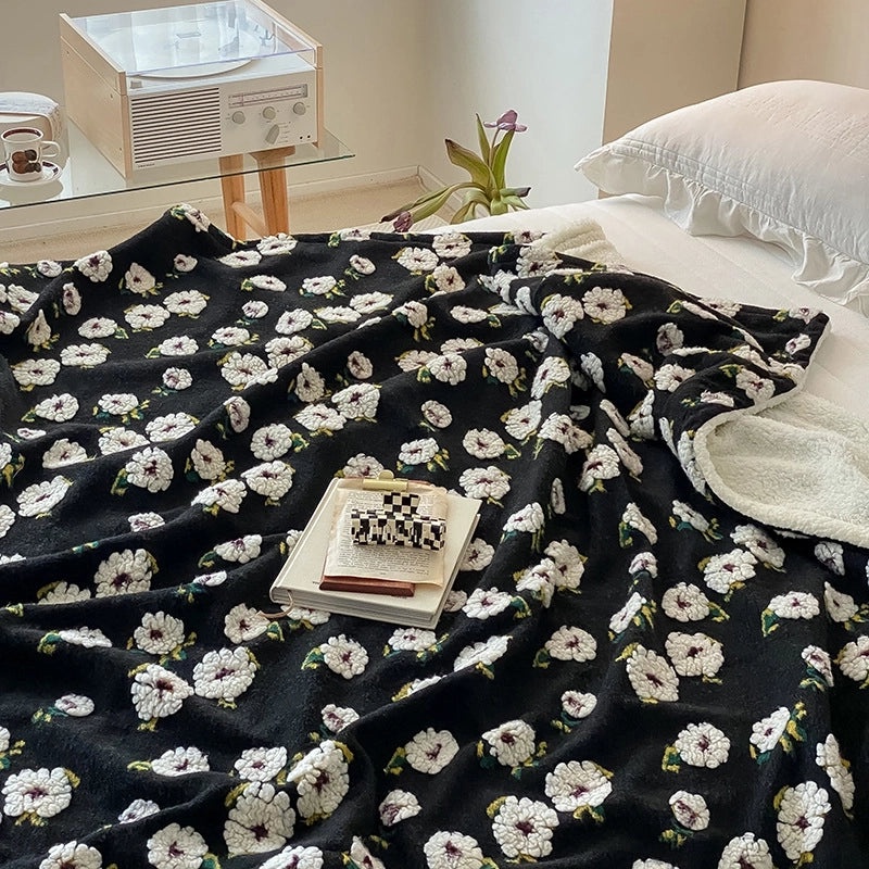 Cozy Pastoral Daisy & Fruit Pattern Cashmere Blend Blanket for Couch Sofa Decor|Home Decor & Throws