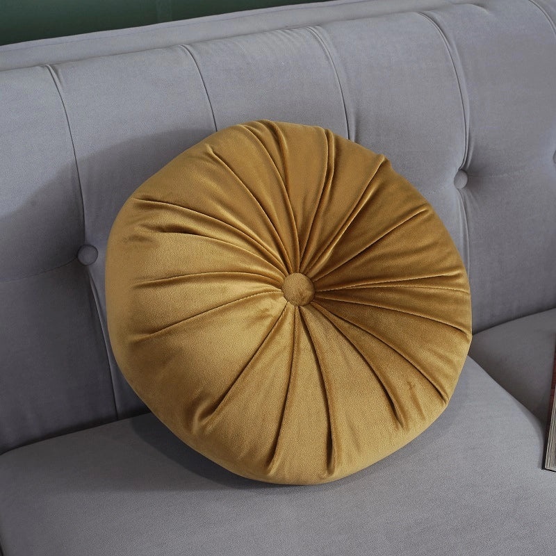 Round Pumpkin Plush Pillow Soft Solid Color Flannel Cushion for Living Room Sofa|Home Decor Cushions