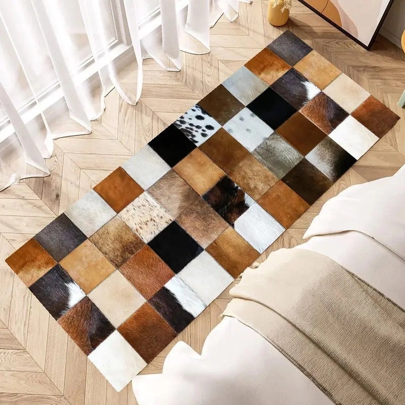 Retro Style Color Block Faux Cashmere Bath Mat|Home Bath & Shower Accessories