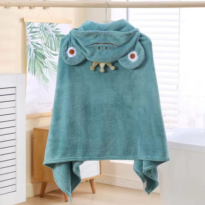 Soft Coral Fleece Kids Hooded Bathrobe Quick Dry Absorbent Baby Towel|Children's Bathrobes & Towels