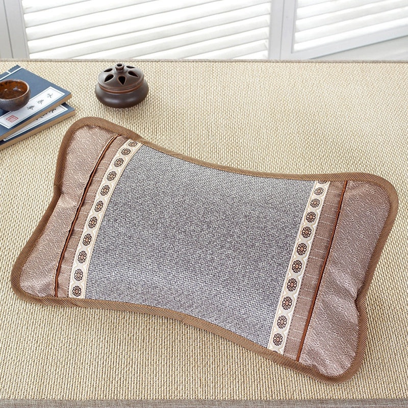 Summer Cooling Rattan Pillow with Natural Tea Fragrance Breathable Cowhide Cover Ice Silk Summer Mat | Home Decor & Bedding